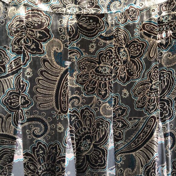 Ann Taylor Velvet Silk Skirt Women 14 Brown Paisley Boho Fairy Whimsy Y2K VTG - Picture 8 of 10